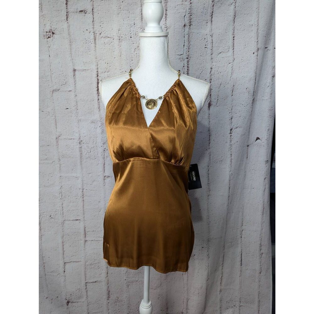 Nicole Miller Bronze Satin Tank Top